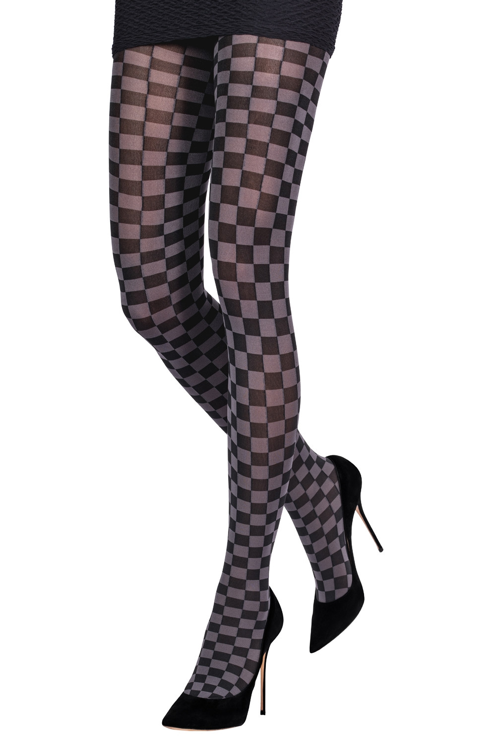 Women's Black & White Checkered Pantyhose