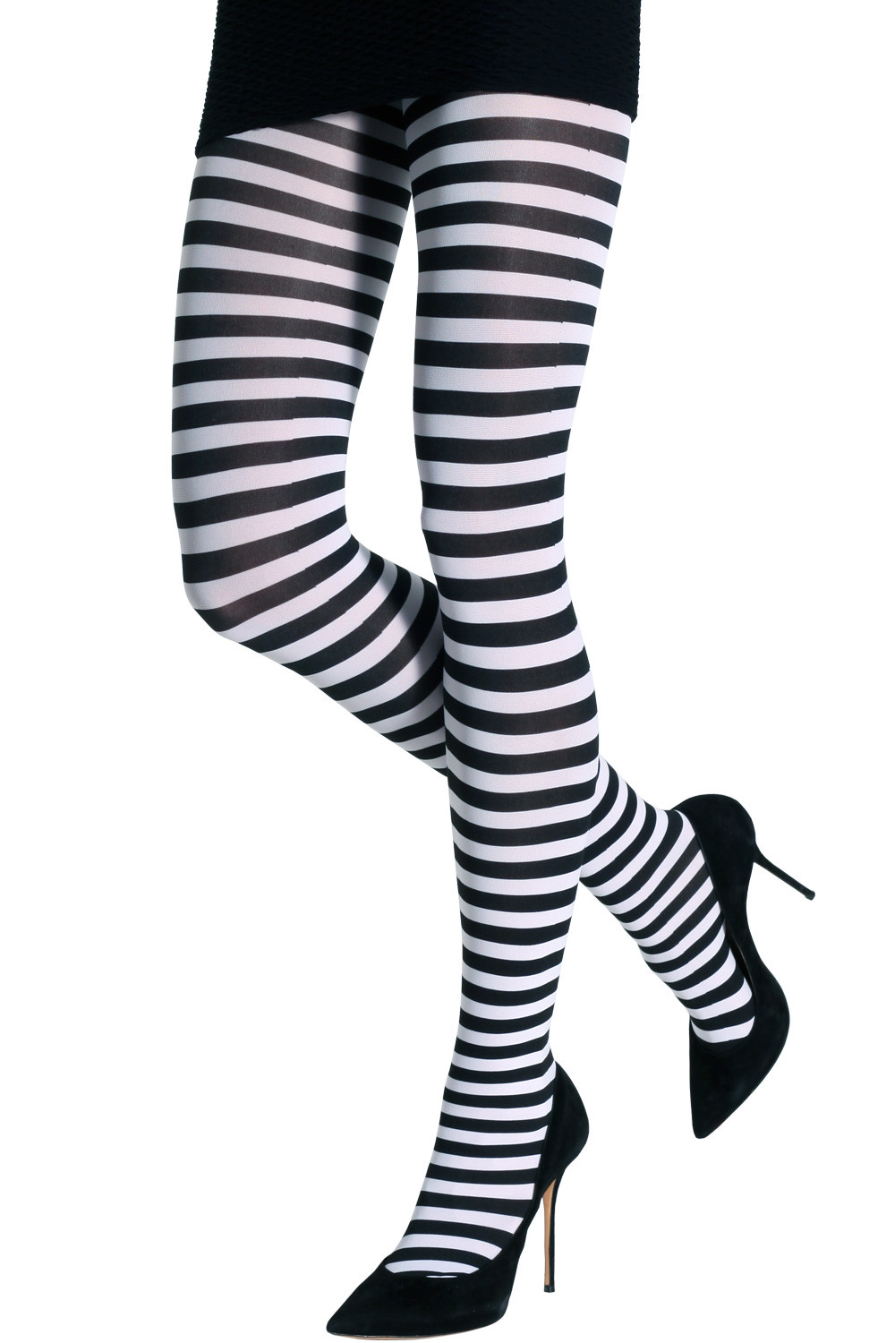 Black and White Vertical Striped Tights - Inspire Uplift