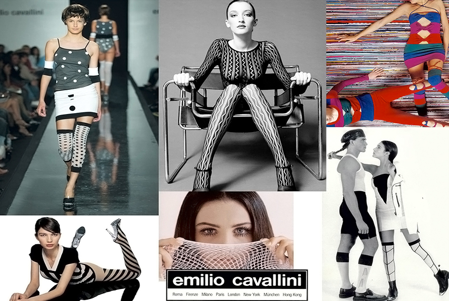 EMILIO CAVALLINI 90's Black and White Stretch Dress in Spiral